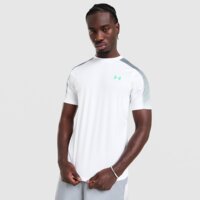 Koszulka męska UNDER ARMOUR T-SHIRT TECH FADE T WHT/GRN 6007964-100 kolor biały