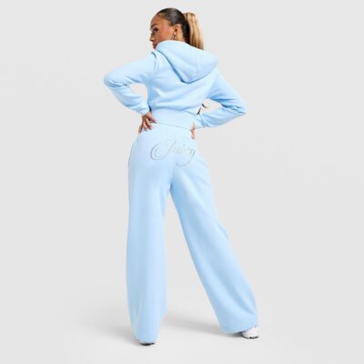 JUICY COUTURE SPODNIE SCRIPT FLC PANT BLUE
