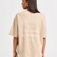 Koszulka damska HOODRICH T-SHIRT FUSION BF T BEIGE/PNK hw02240305 kolor beżowy