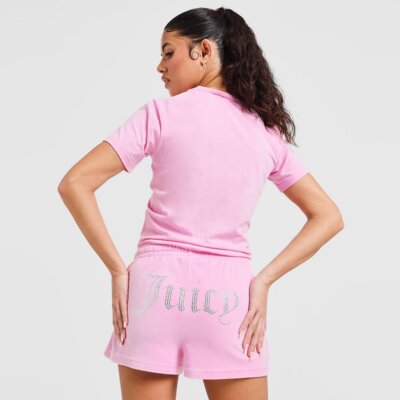 JUICY COUTURE SZORTY DMNT HEART LOGO SHT PINK