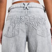 Spodnie damskie HOODRICH SPODNIE JEANS SPARK APPLIQUE hw04250183 kolor szary