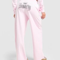 Spodnie damskie JUICY COUTURE SPODNIE ANGEL VLR DMNT WIDE PANT PNK jcjdw440381 kolor różowy