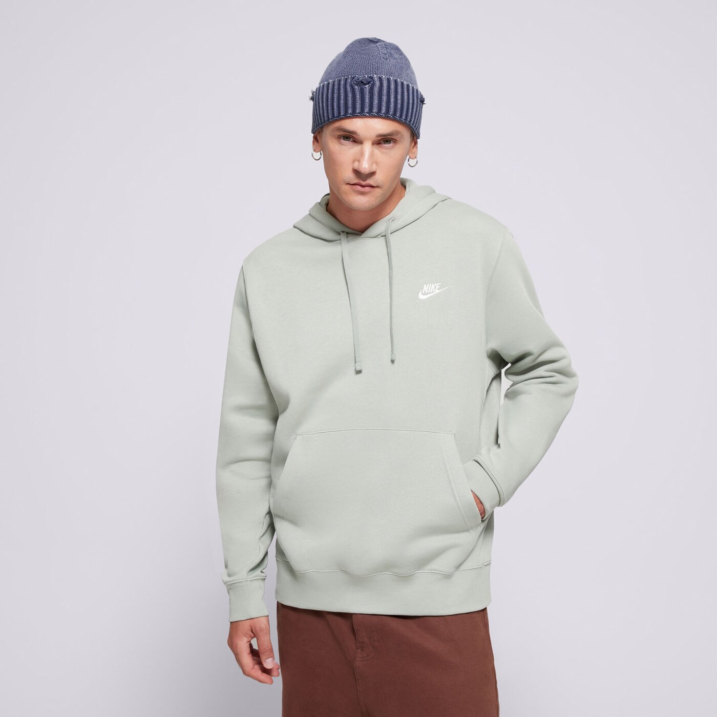 NIKE BLUZA M NSW CLUB HOODIE PO BB (BV2654-371) kolor miętowy