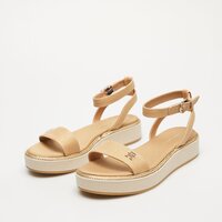 Klapki damskie TOMMY HILFIGER LINEN WITH GOLD FLATFORM fw0fw080510hd kolor beżowy