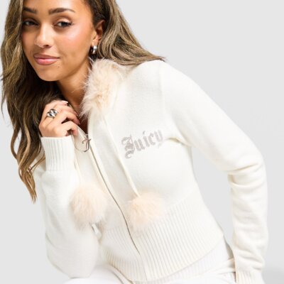 JUICY COUTURE BLUZA ROZPINANA Z KAPTUREM KNIT