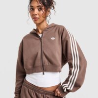 Damska bluza ADIDAS BLUZA ROZPINANA Z KAPTUREM 3S CROPPED HOOD ky5238 kolor brązowy