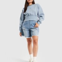 Damska bluza REEBOK BLUZA RICHARD CROPPED CREWNECK SWEATSHIRT 100241205 kolor niebieski