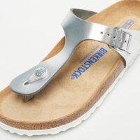 Klapki damskie BIRKENSTOCK GIZEH SFB LENA 1003675 kolor srebrny