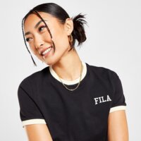 Koszulka damska FILA T-SHIRT SLIM RINGER T BLK/WH darwinblk kolor czarny