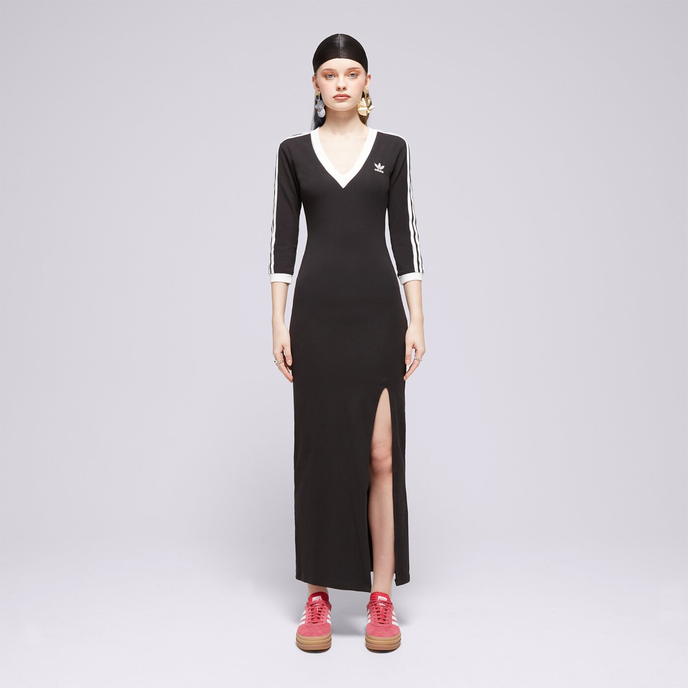 ワンピース adidas FW25 LONG DRESS (IK0439 BLACK) adidas Adicolor Classics 3-Stripes Maxi Dress - Czerń