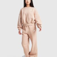 Bluza dziecięca NIKE BLUZA G NSW CLUB FLC BXY CRW LBR fz9244-200 kolor brązowy