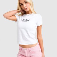 Koszulka damska JUICY COUTURE T-SHIRT RODEO DMNT BABY TEE jcjdw427117 kolor biały