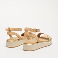 Klapki damskie TOMMY HILFIGER LINEN WITH GOLD FLATFORM fw0fw080510hd kolor beżowy