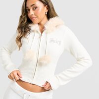 Damska bluza JUICY COUTURE BLUZA ROZPINANA Z KAPTUREM KNIT jcjdw5651005 kolor biały