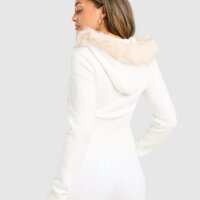 Damska bluza JUICY COUTURE BLUZA ROZPINANA Z KAPTUREM KNIT jcjdw5651005 kolor biały