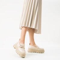 Damskie buty BUFFALO ASPHA LOAFER BUCKLE 1622126 kolor beżowy