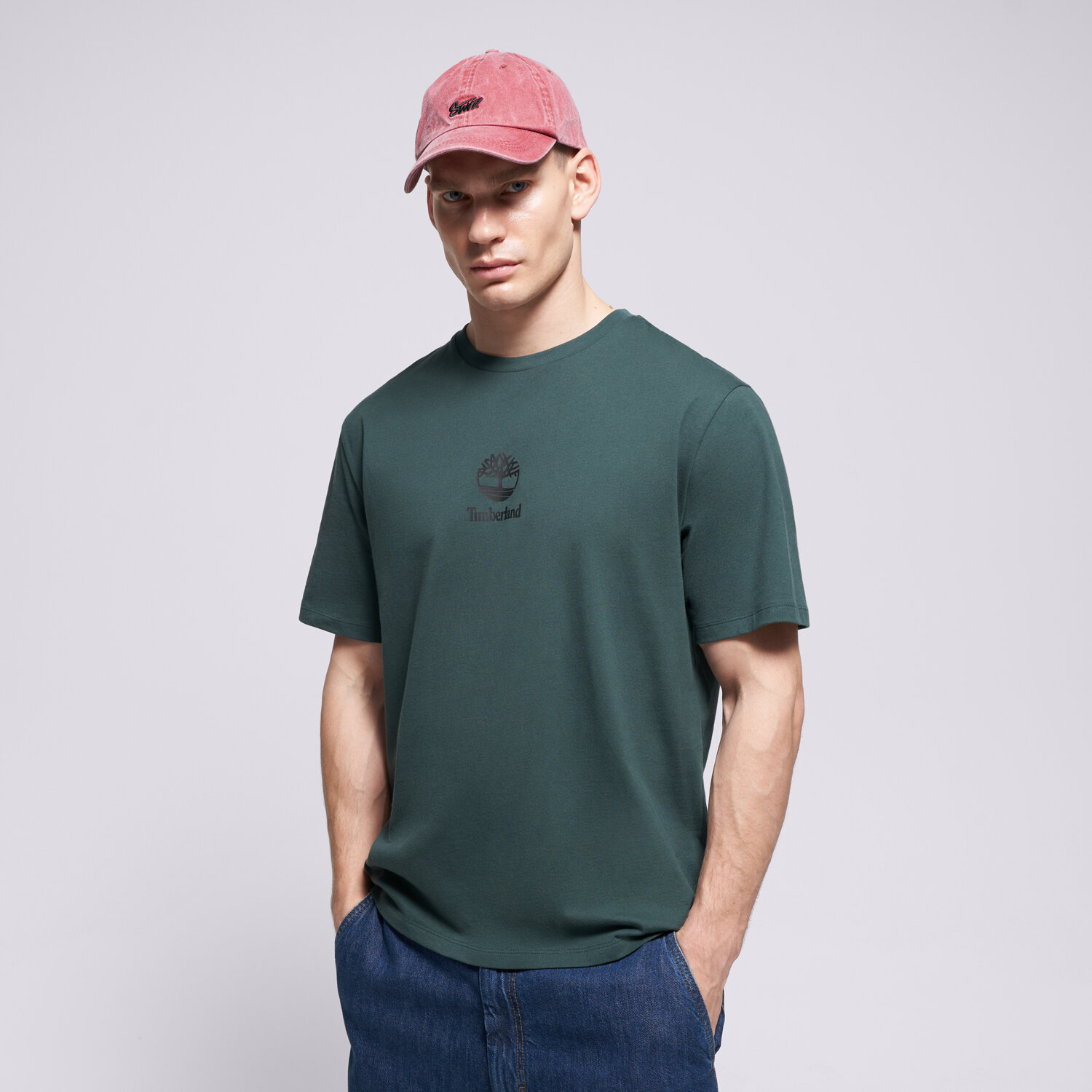 TIMBERLAND T SHIRT NEW SMALL LOGO PRINT SS TEE GREEN GABLES