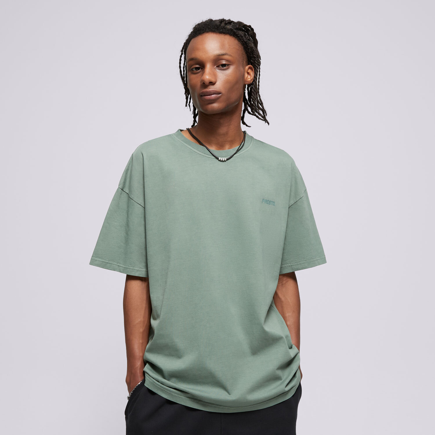 PROSTO T SHIRT BLAC WASHED GREEN