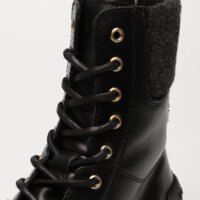 Damskie buty TOMMY HILFIGER FEMININE FELT LACE UP BOOTIE fw0fw07500bds kolor czarny