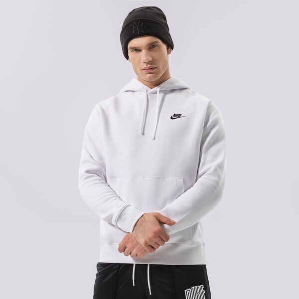 męskie odzież bluzy Męskie NIKE BLUZA Z KAPTUREM SPORTSWEAR CLUB FLEECE BV2654-100 kolor BIAŁY